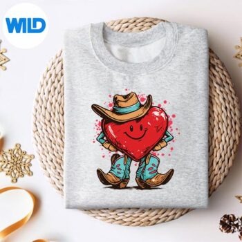 CuteSmilingHeartCowValentineWesternCountrysweater