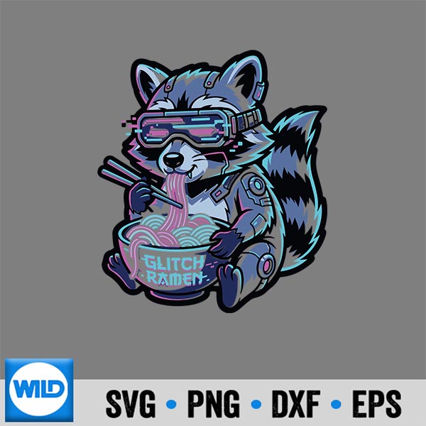 Cyber Glitch Raccoon Ramen Gaming Food Design for Cricut 7 CyberGlitchRaccoonRamenGamingFood