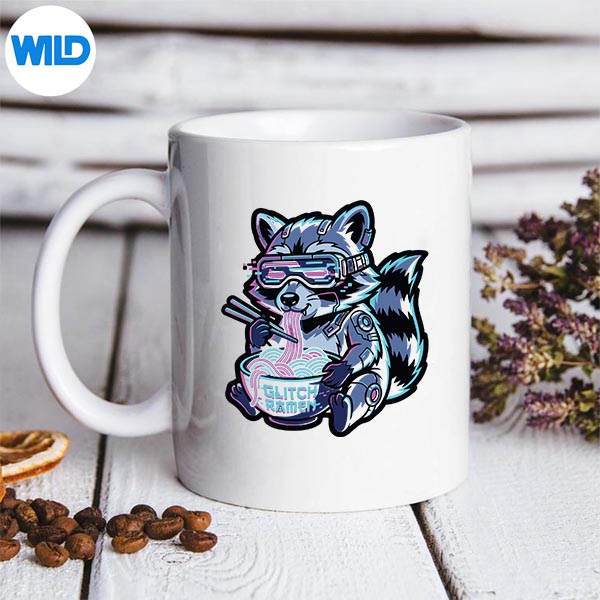 Cyber Glitch Raccoon Ramen Gaming Food Design for Cricut 3 Cyber Glitch Raccoon Ramen Gaming Food Design for Cricut - Image 3