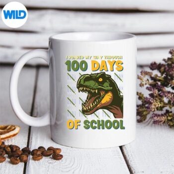 Dinosaur100DaysOfSchoolStudentTeacher100DayBrightermug
