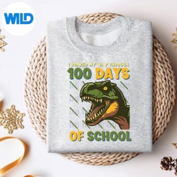 Dinosaur100DaysOfSchoolStudentTeacher100DayBrightersweater