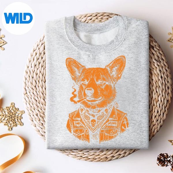 Dog Smoking Cigarette Vintage Corgi Meme SVG PNG Cut File 2 Dog Smoking Cigarette Vintage Corgi Meme SVG PNG Cut File - Image 2