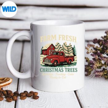 FarmFreshDebbieChristmasCakeRetroRedTruckHolidaymug