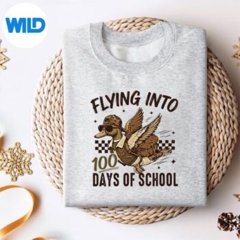 Flying Into 100 Days Of School Duck Hunting Camo SVG PNG Digital Design 4 FlyingInto100DaysOfSchoolDuckHuntingCamosweater