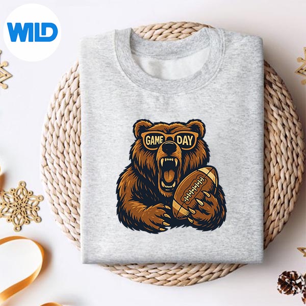Football Bear Game Day Vintage Fans Vector Design 2 Football Bear Game Day Vintage Fans Vector Design - Image 2