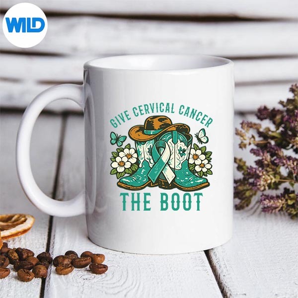 Give Cervical Cancer The Boot Cowgirl Awareness Teal Ribbon Silhouette SVG PNG Cut File 3 Give Cervical Cancer The Boot Cowgirl Awareness Teal Ribbon Silhouette SVG PNG Cut File - Image 3