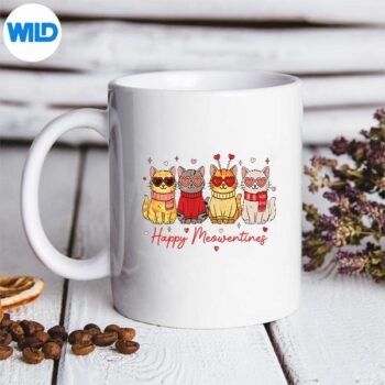 HappyMeowentinesCuteCatValentineHeartsGirlmug