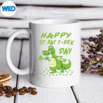 Happy St Patricks Day Dinosaur Trex Toddler Dino SVG Cut File 5 HappyStPatricksDayDinosaurTrexToddlerDinomug
