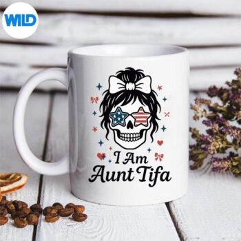 IAmAuntTifaCuteCoquetteSkullWithBowAndAmericanmug 1