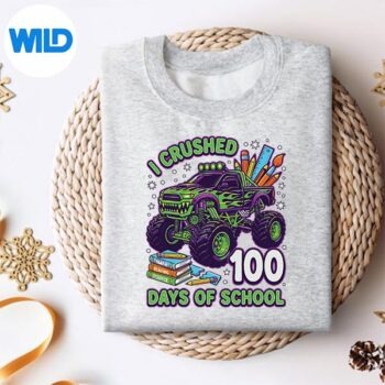 ICrushed100DaysOfSchoolMonsterTruck100thDaysweater