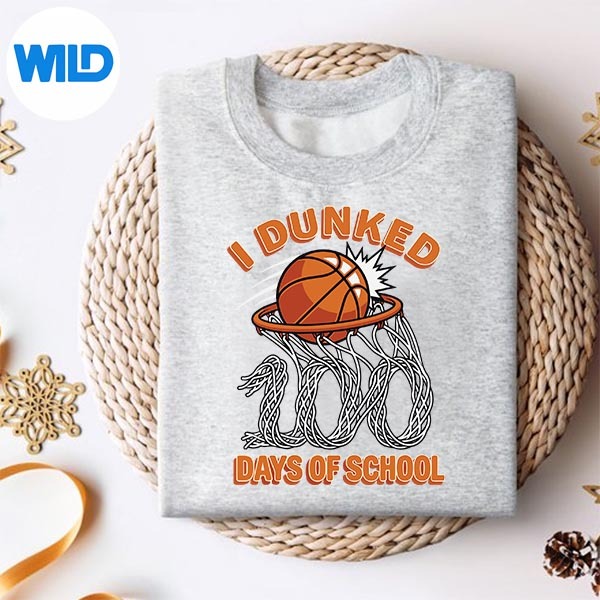 I Dunked 100 Days Of School Basketball 100th Day Vector Design 2 I Dunked 100 Days Of School Basketball 100th Day Vector Design - Image 2