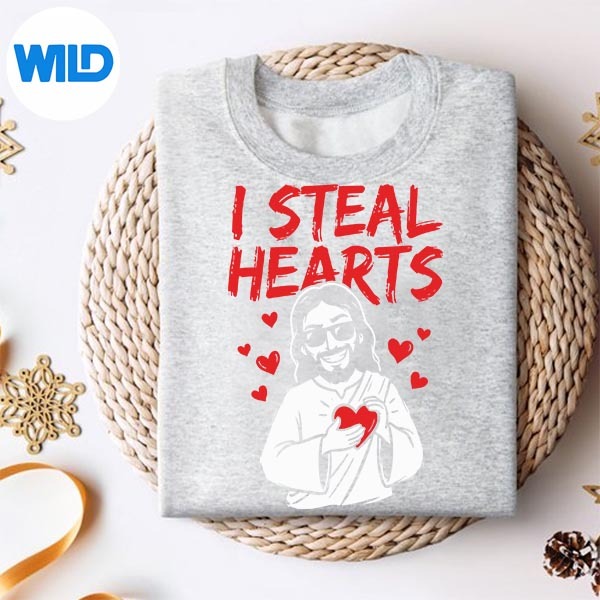 I Steal Hearts Jesus Valentines Day Christian Love Religious Cut File 2 I Steal Hearts Jesus Valentines Day Christian Love Religious Cut File - Image 2