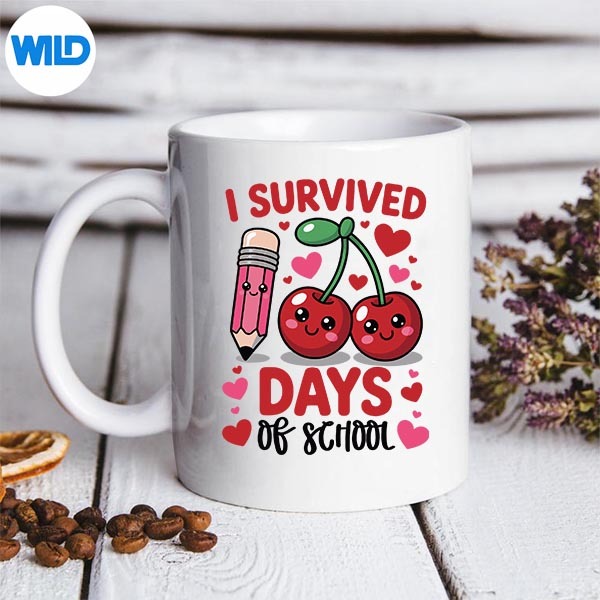 I Survived 100 Days Of School Cherry Pink Cute 100th Day SVG PNG Digital Download 3 I Survived 100 Days Of School Cherry Pink Cute 100th Day SVG PNG Digital Download - Image 3
