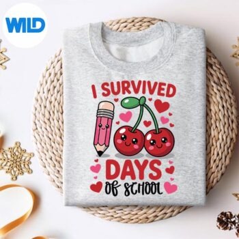 I Survived 100 Days Of School Cherry Pink Cute 100th Day SVG PNG Digital Download 4 ISurvived100DaysOfSchoolCherryPinkCute100thDaysweater