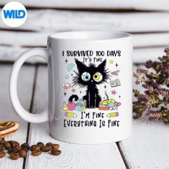 I Survived 100 Days Of School Teacher Cat Lover SVG PNG Download 5 ISurvived100DaysOfSchoolTeacherCatLovermug