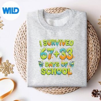 I Survived 67 33 Days Of School Youth 100th Day Silhouette SVG PNG Cut File 4 ISurvived6733DaysOfSchoolYouth100thDaysweater