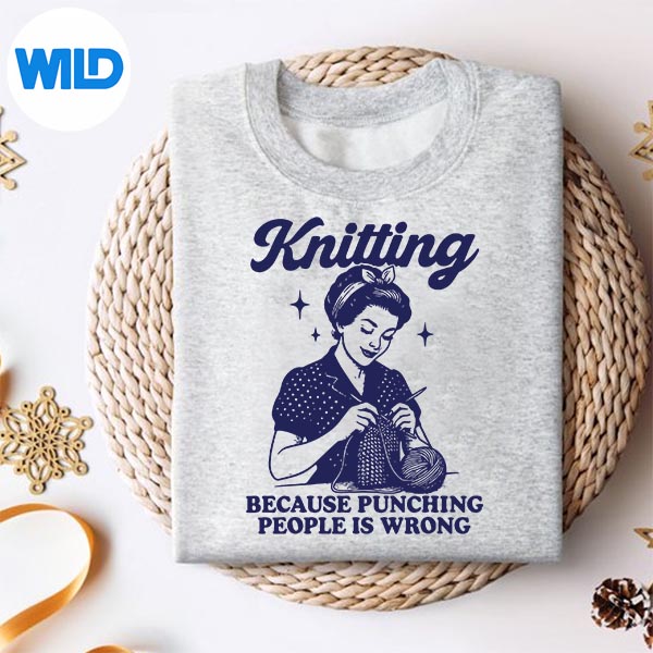 Knitting Because Punching People Is Wrong SVG PNG Cut File 2 Knitting Because Punching People Is Wrong SVG PNG Cut File - Image 2