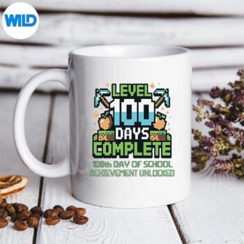 Level100DaysCompleteGamingPixel100thDaysOfSchoolmug