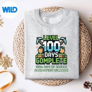 Level100DaysCompleteGamingPixel100thDaysOfSchoolsweater