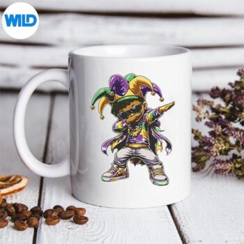 MardiGrasDabbingBlackJesterBeadsToddlermug