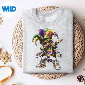 MardiGrasDabbingBlackJesterBeadsToddlersweater
