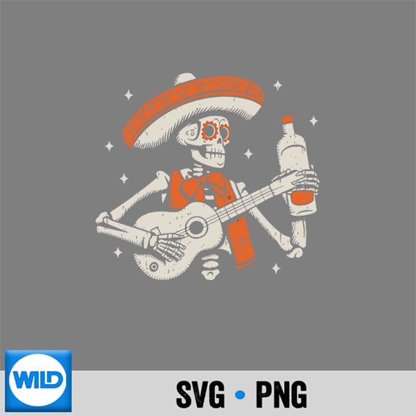Mexican Skeleton Sombrero Guitar Vintage SVG PNG Digital Design 1 Mexican Skeleton Sombrero Guitar Vintage SVG PNG Digital Design