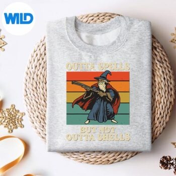 OuttaSpellsButNotOuttaShellsWizardRetroFantasyMemesweater