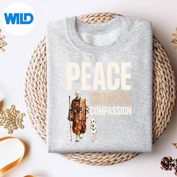 Peace Kindness Compassion Walk For Peace Monk Aloka Dog Silhouette SVG PNG Cut File 2 Peace Kindness Compassion Walk For Peace Monk Aloka Dog Silhouette SVG PNG Cut File - Image 2