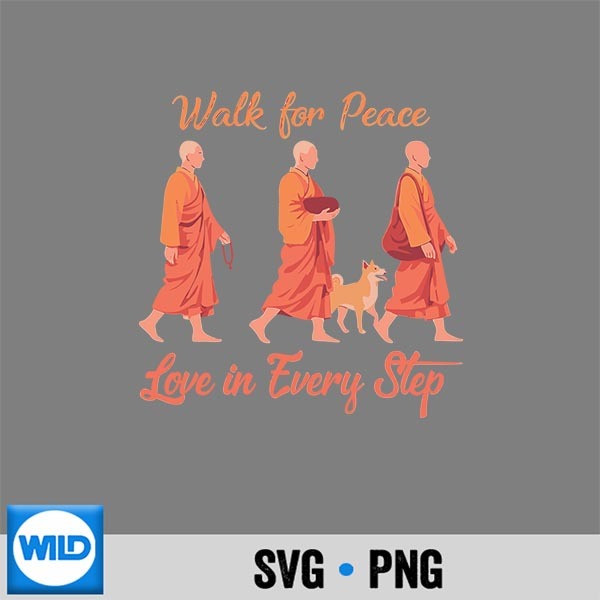 Peace Walking Monks And Aloka Dog Walk For Peace Love Vector Design 1 Peace Walking Monks And Aloka Dog Walk For Peace Love Vector Design