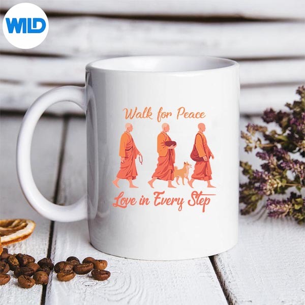 Peace Walking Monks And Aloka Dog Walk For Peace Love Vector Design 3 Peace Walking Monks And Aloka Dog Walk For Peace Love Vector Design - Image 3