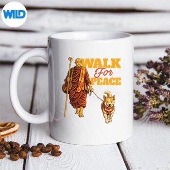 Peace Walking Monks And Aloka Dog Walk For Peace Retro Digital Design 5 PeaceWalkingMonksAndAlokaDogWalkForPeaceRetromug