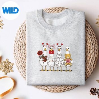 PinkCoquetteSillyGooseValentinesCuteXoxoBeMinesweater