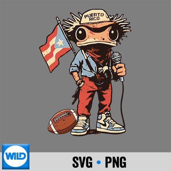 Puerto Rico Coqui Frog Football Silhouette SVG PNG Cut File 1 Puerto Rico Coqui Frog Football Silhouette SVG PNG Cut File