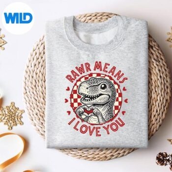 RawrMeansILoveYouTrexDinoValentinesToddlersweater