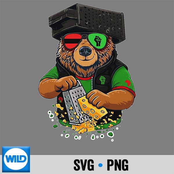 Retro Bear With Cheese Grater Hat And Glasses Black History SVG PNG Digital Design 1 Retro Bear With Cheese Grater Hat And Glasses Black History SVG PNG Digital Design
