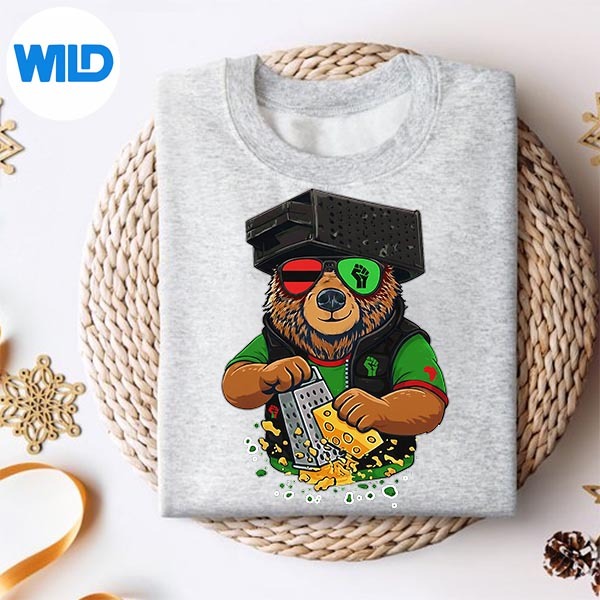 Retro Bear With Cheese Grater Hat And Glasses Black History SVG PNG Digital Design 2 Retro Bear With Cheese Grater Hat And Glasses Black History SVG PNG Digital Design - Image 2