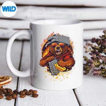 RetroBearWithCheeseGraterHatAndSunglassesSunsemug