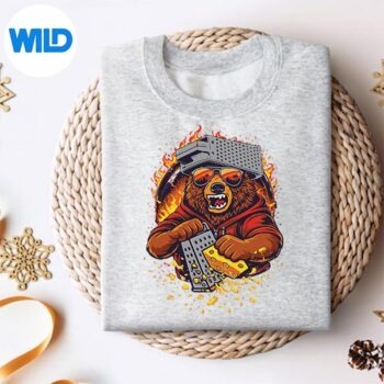 RetroBearWithCheeseGraterHatAndSunglassesSunsesweater