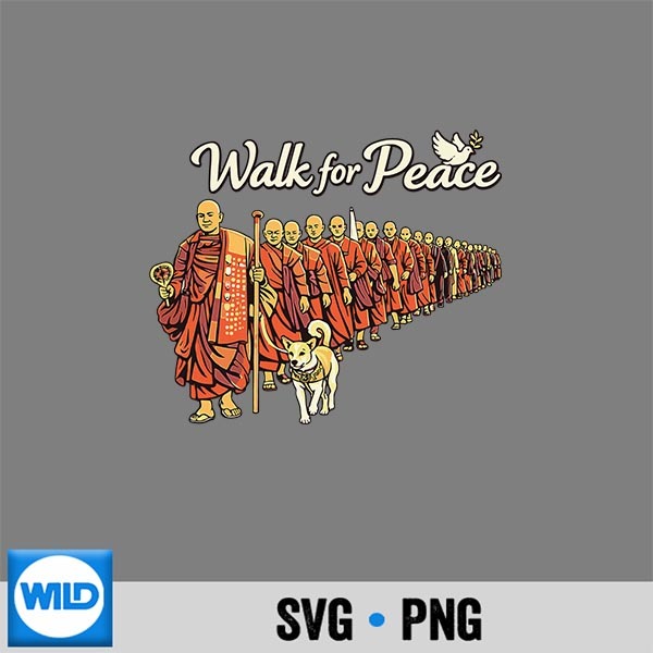 Retro Walk For Peace Monks With Aloka Dog Minimalist Zen Art SVG PNG Cut File 1 Retro Walk For Peace Monks With Aloka Dog Minimalist Zen Art SVG PNG Cut File