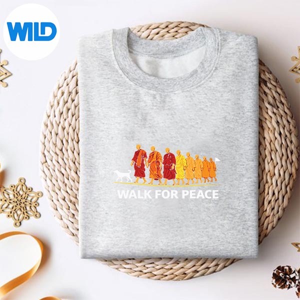 Retro Walk For Peace Monks With Aloka Dog Minimalist Zen Art SVG Cut File 2 Retro Walk For Peace Monks With Aloka Dog Minimalist Zen Art SVG Cut File - Image 2