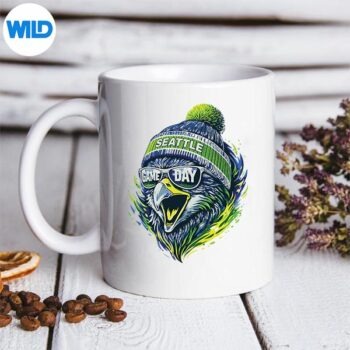 SeattleGameDayBirdWithBeanieAndShadesmug