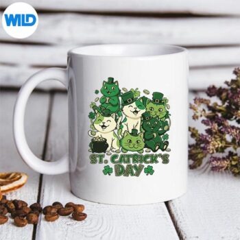 StCatricksDayCatLoverLeprechaunKittenmug