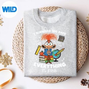 Survived100DaysImIsFineAnxiety100thDaySchoolsweater