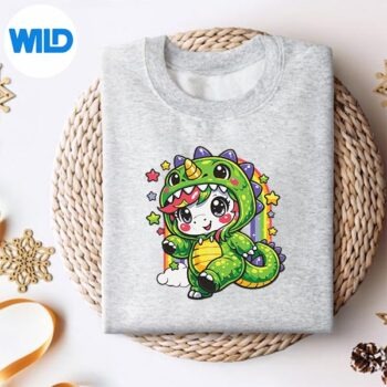 UnicornDinosaurCostumeCosplayColourfulRainbowGirlsweater