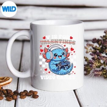 VIsForVideoGamesCuteAxolotlGamerValentineGamingmug