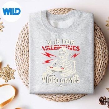 VIsForVideoGamesValentinesSkeletonGamersweater