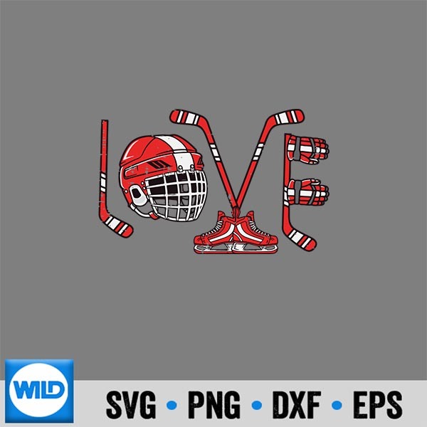 Valentines Day Love Ice Hockey Items Silhouette SVG PNG 1 Valentines Day Love Ice Hockey Items Silhouette SVG PNG