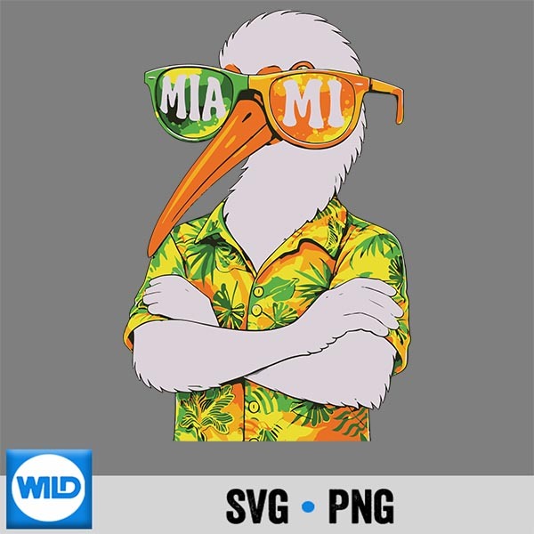 Vintage Miami White Ibis With Sunglasses Vector Design 1 Vintage Miami White Ibis With Sunglasses Vector Design
