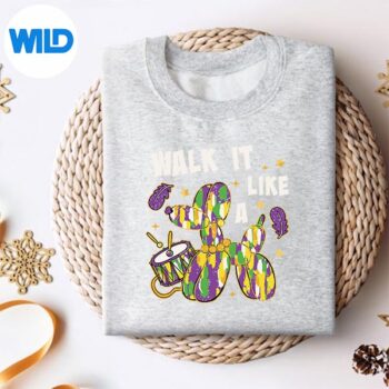 WalkItLikeABeadDogMardiGrasFatTuesdaysweater