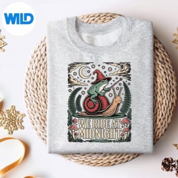 WeRideAtMidnightFrogRidingSnailCottagecoreAestheticsweater